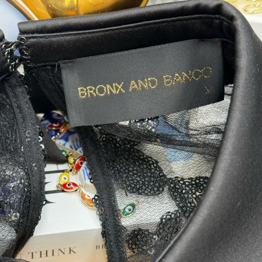 🆕 BRONX & BANCO 🧿 NWOT Maraya Jasmine Black Sequin Lace Mini Dress, Sz M US 6 - Picture 15 of 16